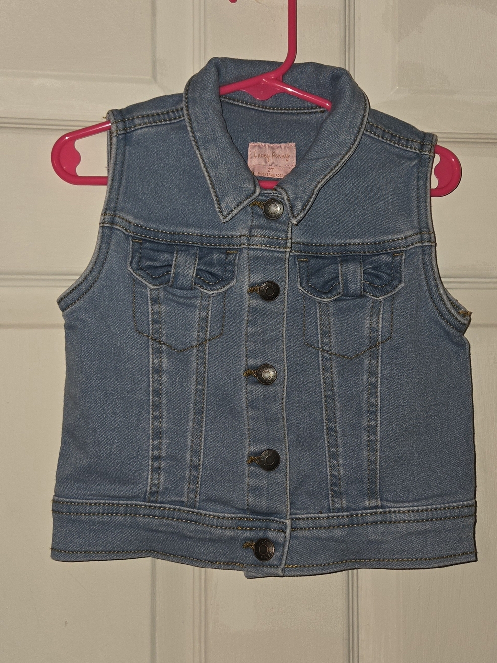 Lucky Penny Light Blue Denim Vest SZ 2T